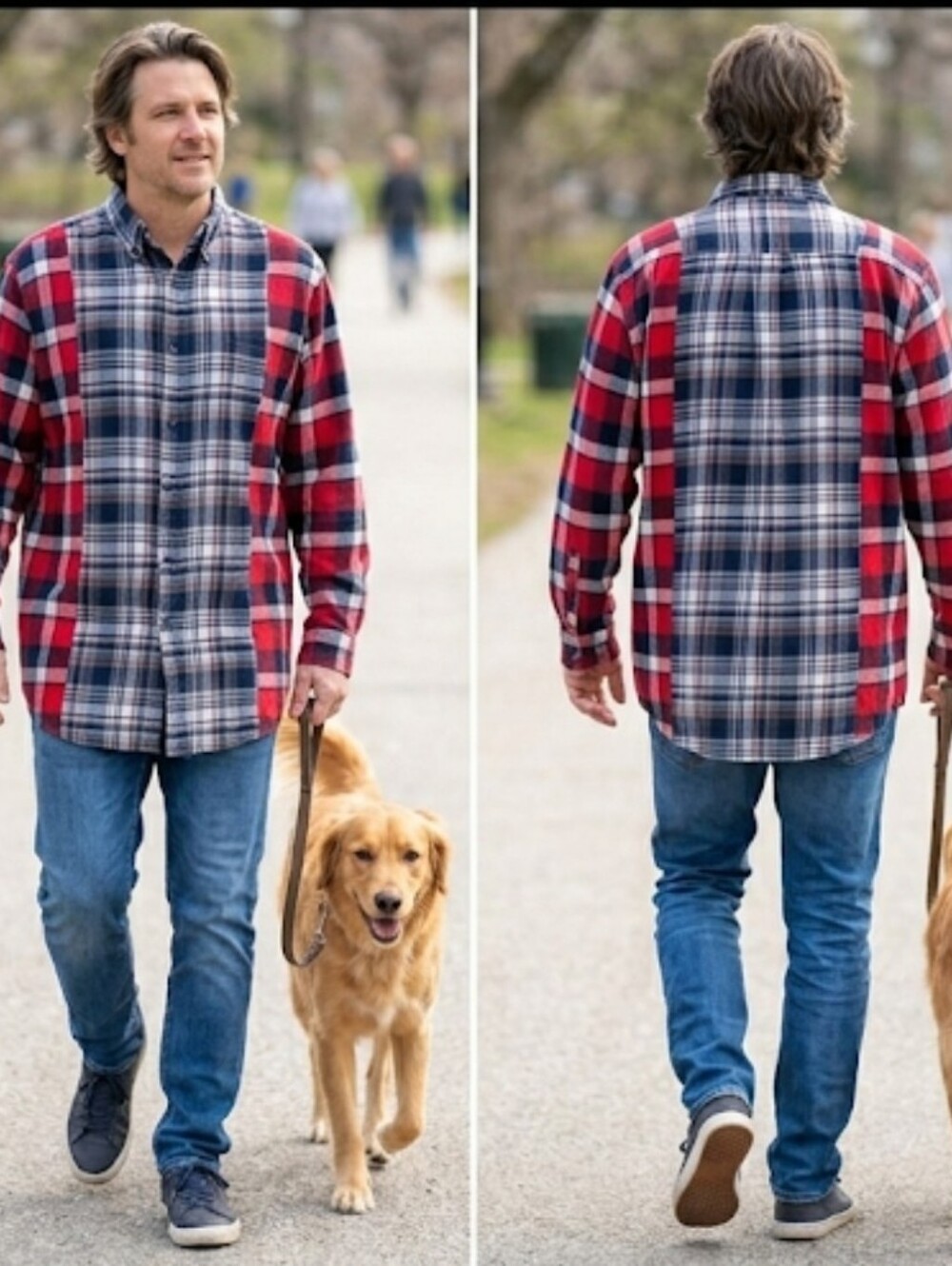 Spliced Flannel Plaid Shirt Upcycled womans L or men's M unisex